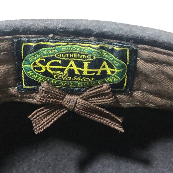 Scala Brown Wool Felt Flat Cap Driving Hat Classic Newsboy Size 7 1/8 Estimate - Picture 6 of 10